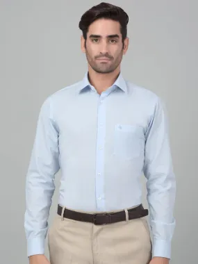 Men's Sky Blue Formal Plain Full Sleeve Shirt