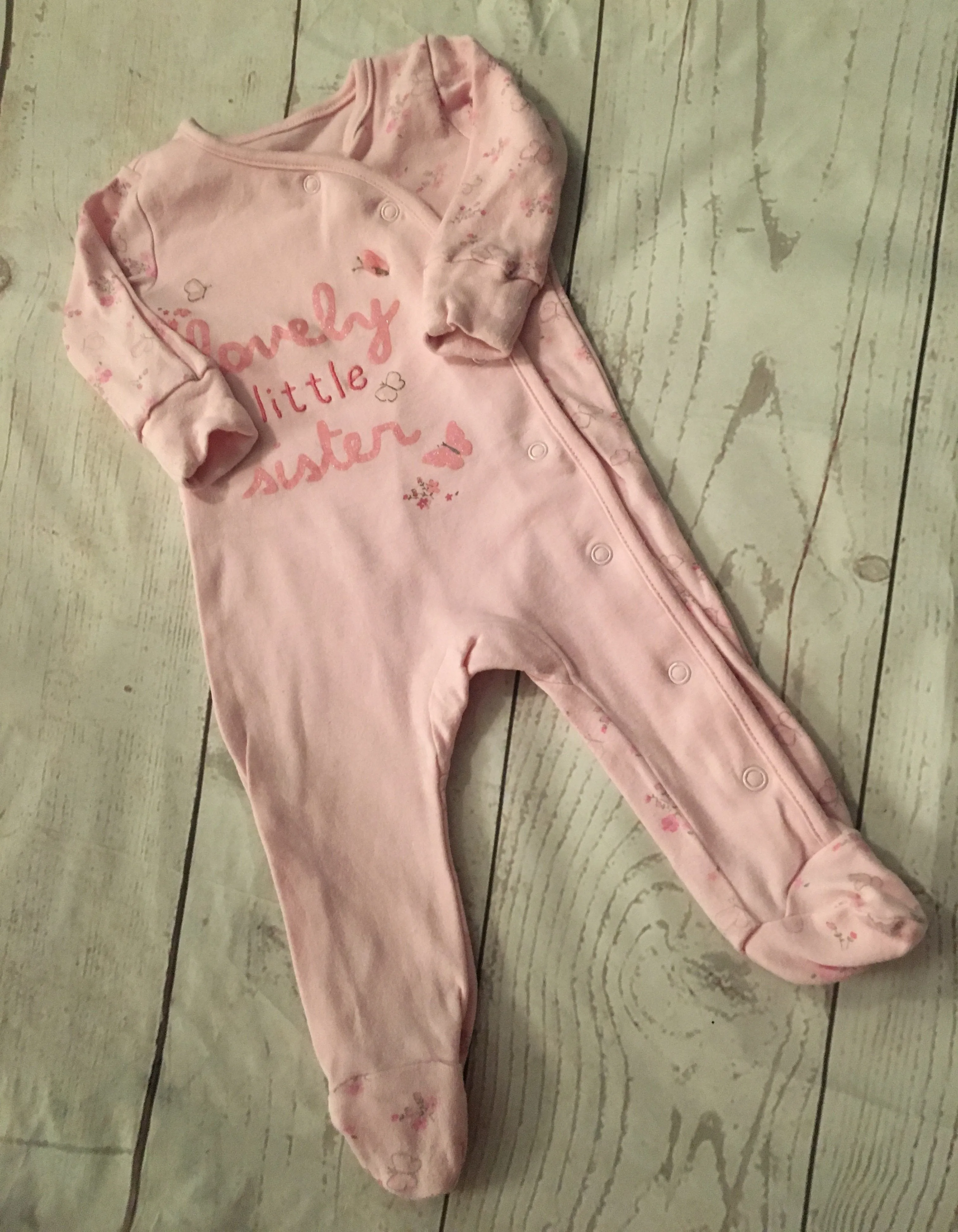 0-3 Months Lovely Little Sister Sleepsuit