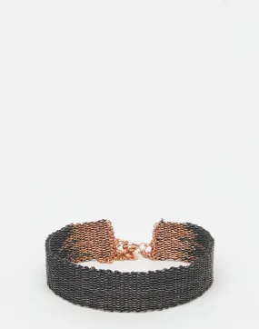 018.16 Silver, Rose Gold & Anthracite Silk Bracelet