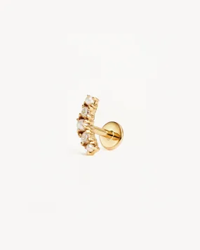 14k Solid Gold Diamond Whimsical Cartilage Flatback Earring