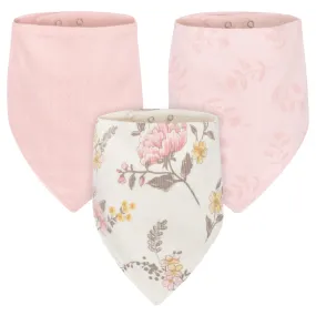 3-Pack Baby Girls Vintage Floral Bandana Bibs