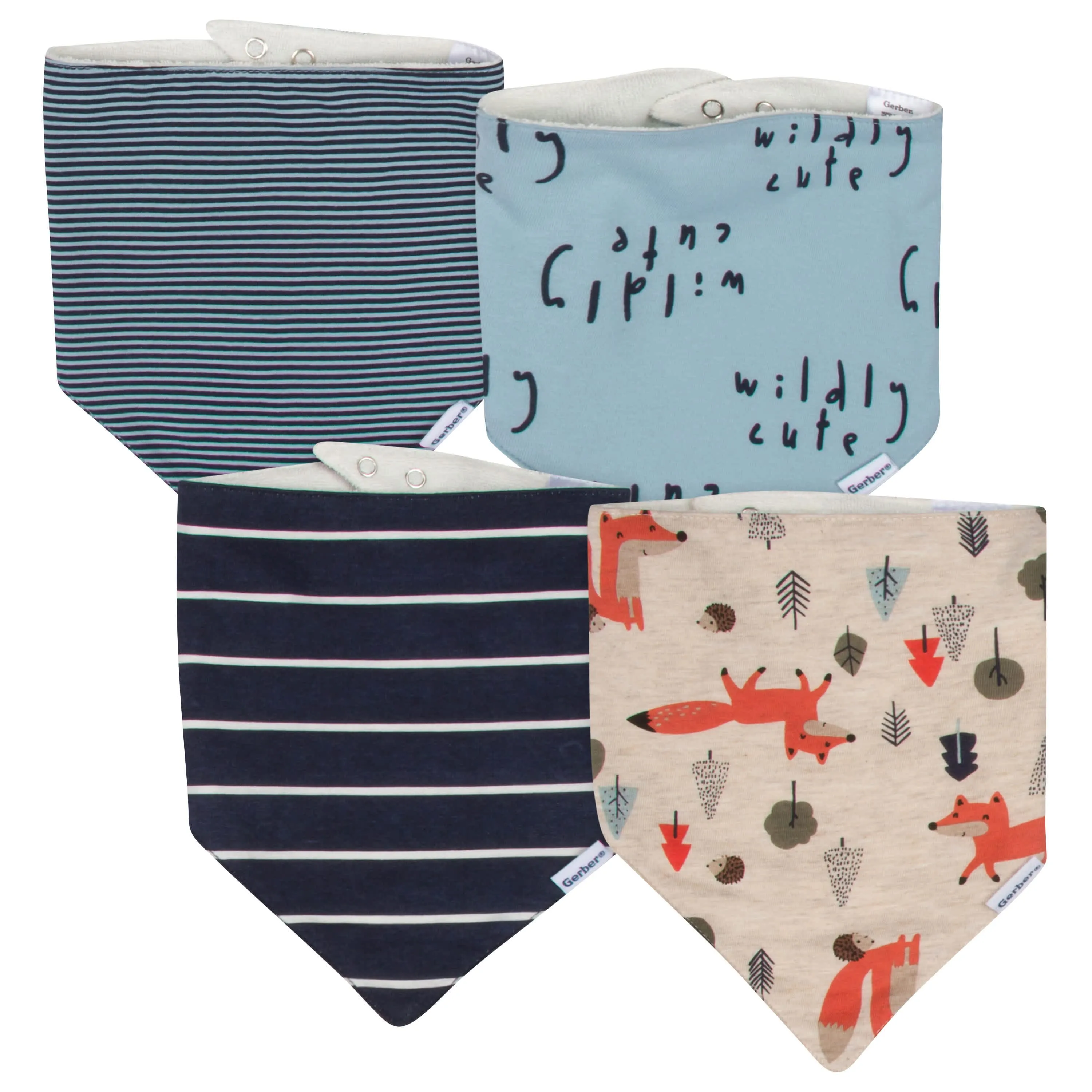 4-Pack Baby Boys Fox Bandana Bibs