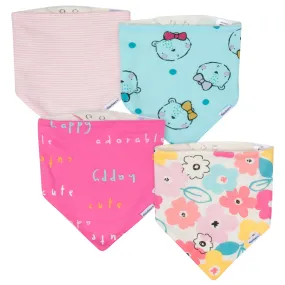 4-Pack Baby Girls Bear Bandana Bibs