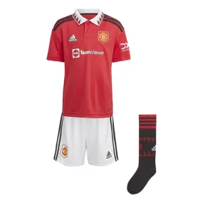 adidas Manchester United FC Official 2022/23 Home Mini Kit - Youth - Real Red/White