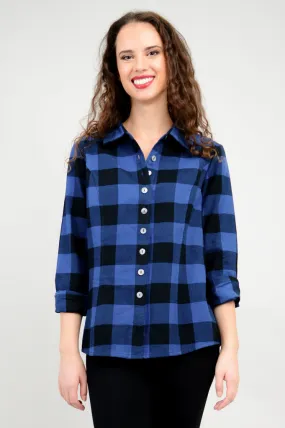 Alexis Top, Blue Plaid, Cotton - Final Sale