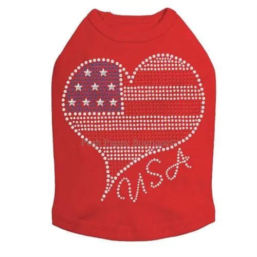 American Heart #3 Rhinestone Dog Tank- Many Colors