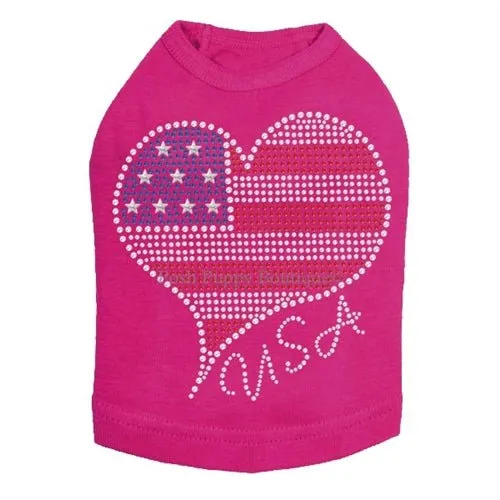 American Heart #3 Rhinestone Dog Tank- Many Colors