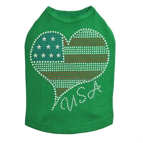 American Heart #3 Rhinestone Dog Tank- Many Colors