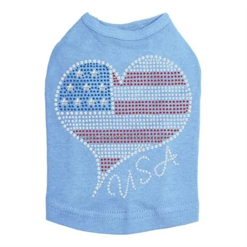 American Heart #3 Rhinestone Dog Tank- Many Colors