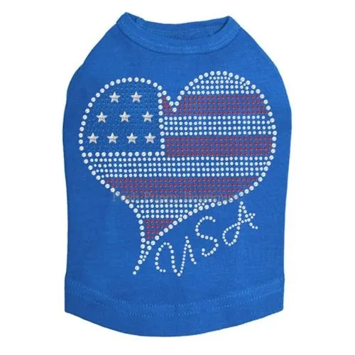 American Heart #3 Rhinestone Dog Tank- Many Colors