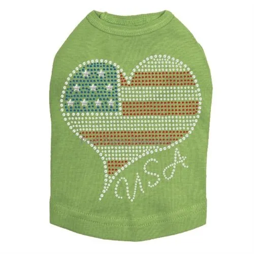 American Heart #3 Rhinestone Dog Tank- Many Colors