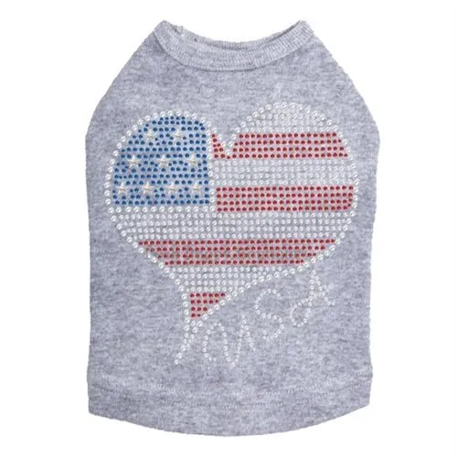 American Heart #3 Rhinestone Dog Tank- Many Colors