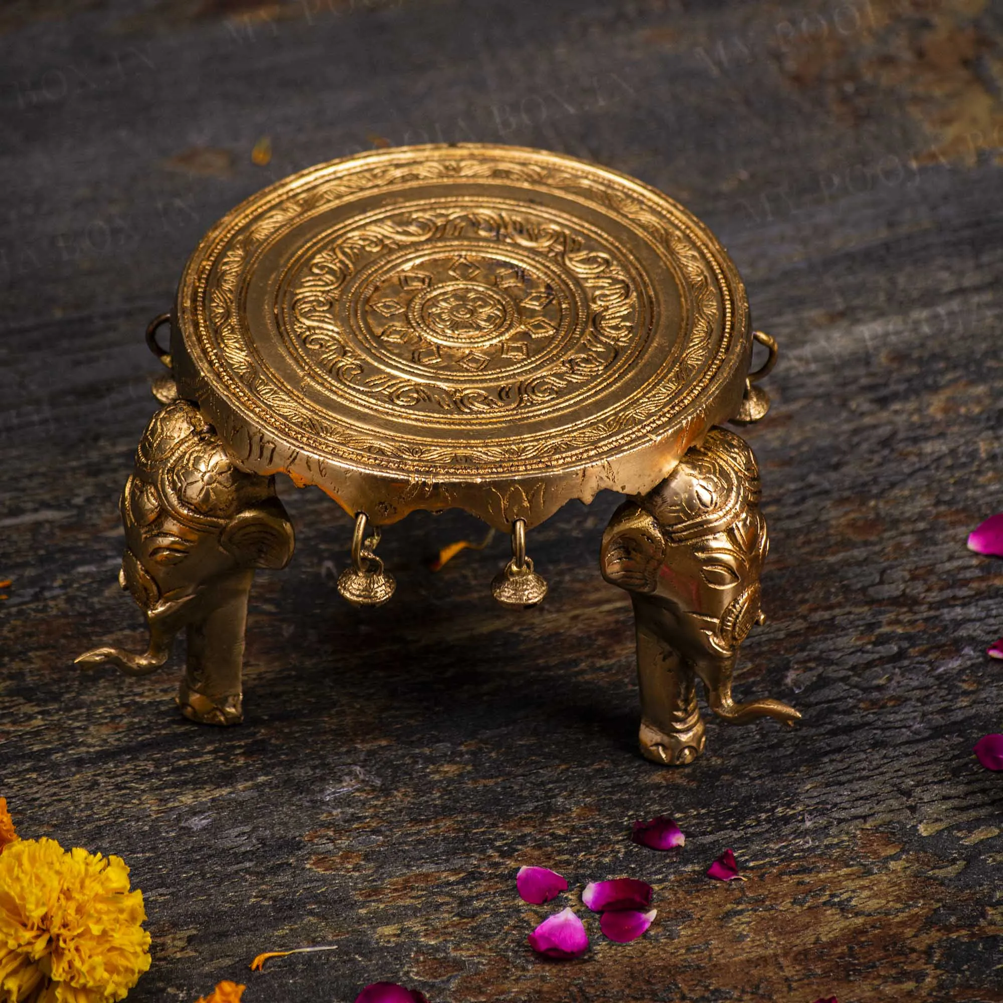 Antique Brass Round Chowki