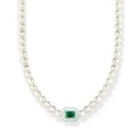 Choker Pearls With Green Stone