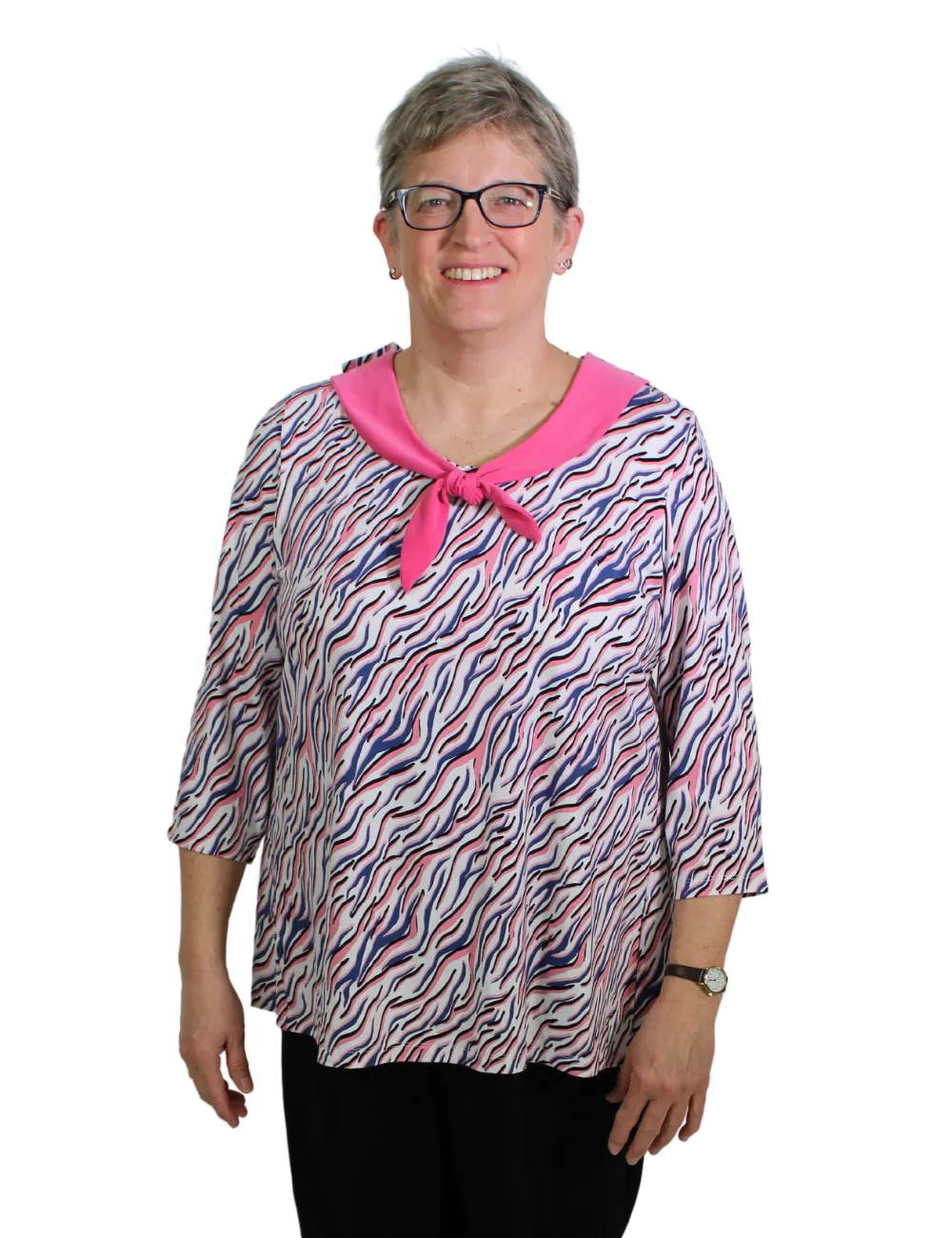 Ella Adaptive Top - Pink Geometric