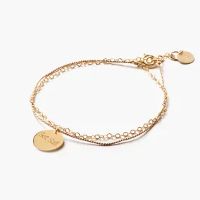 Engravable Insignia Disc Gold and Silk Bracelet