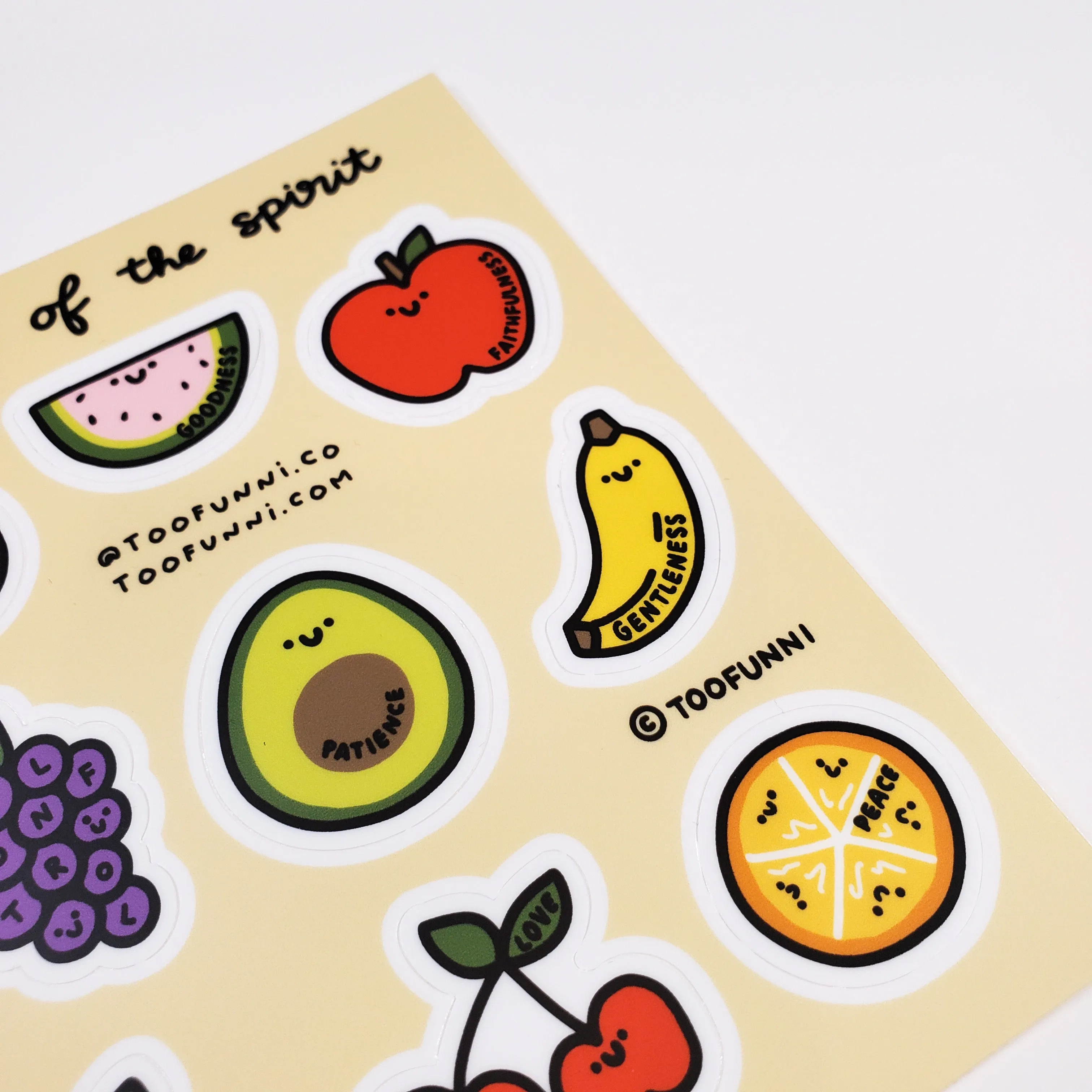 FRUIT OF THE SPIRIT - Vinyl Sticker Sheet