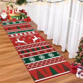 GARVEE Christmas Runner Rug 2x8 Hallway Runner Rug Washable Rug Xmas Snowflake Rug Kitchen Floor Runner Stain-Resisitant Non Slip Soft Low Pile Long Carpet Throw Rug Laundry Room Living Room Bedroom