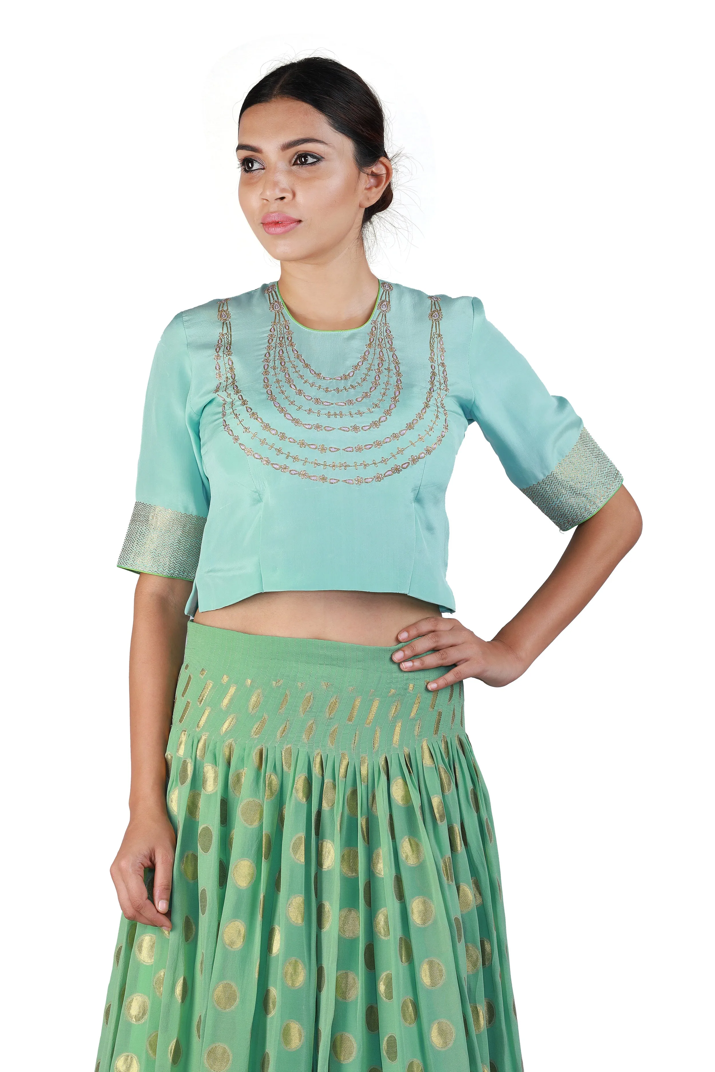 Green and Blue Lehenga