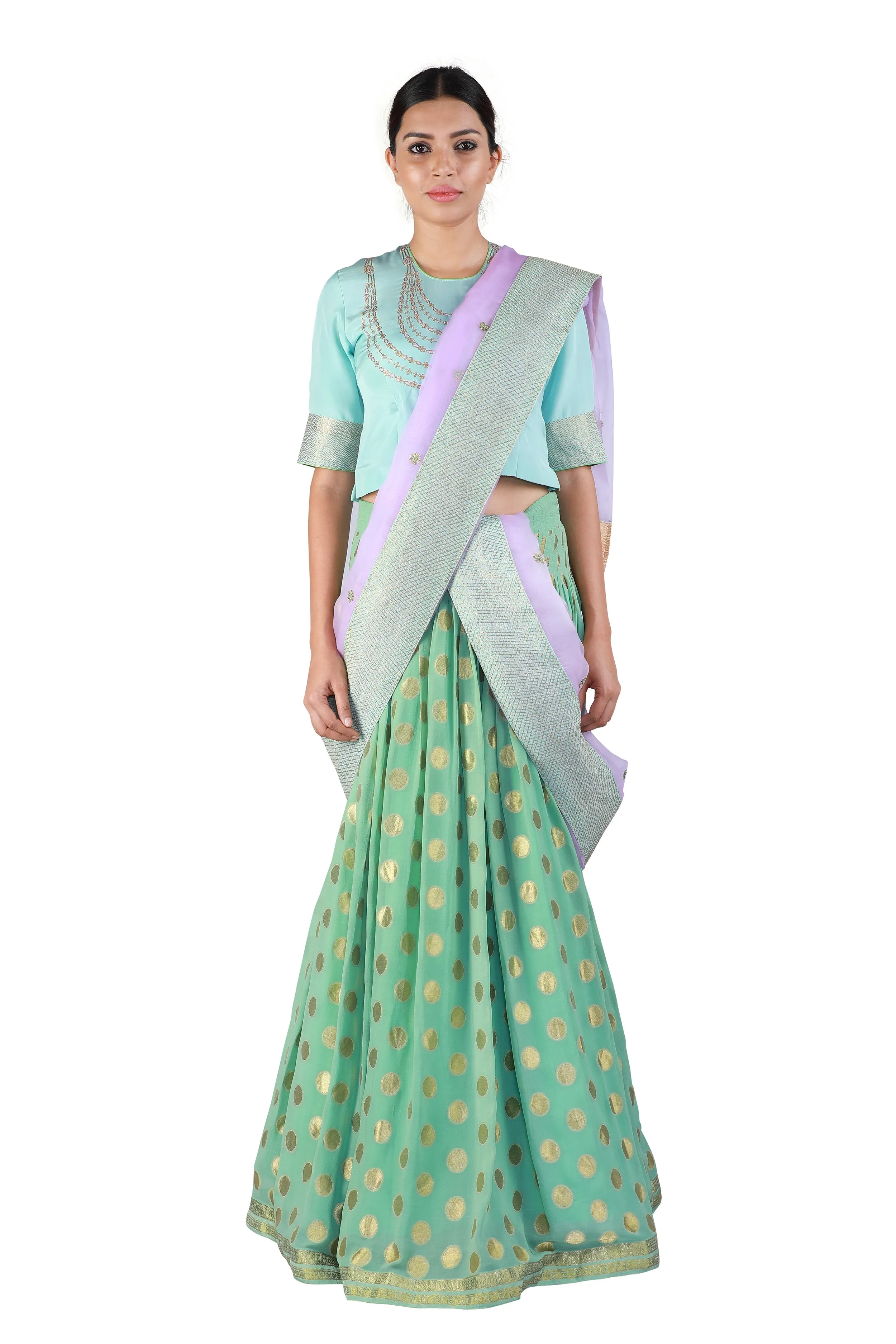 Green and Blue Lehenga