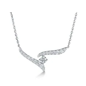 Hearts On Fire .30CTW Vela Crossover Pendant Necklace in 18K White Gold