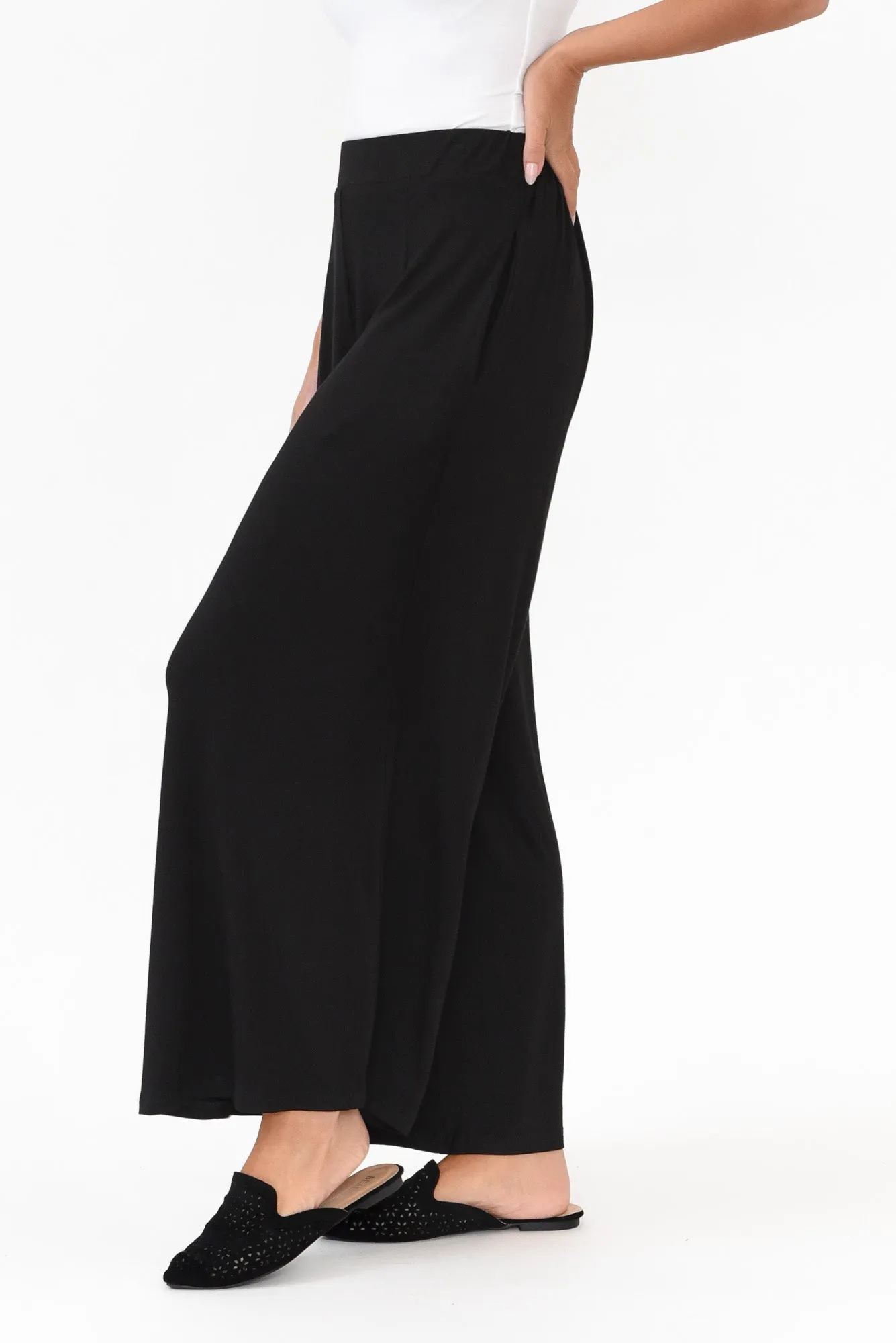 Lowen Black Modal Wide Leg Pants