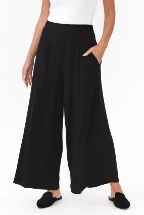 Lowen Black Modal Wide Leg Pants