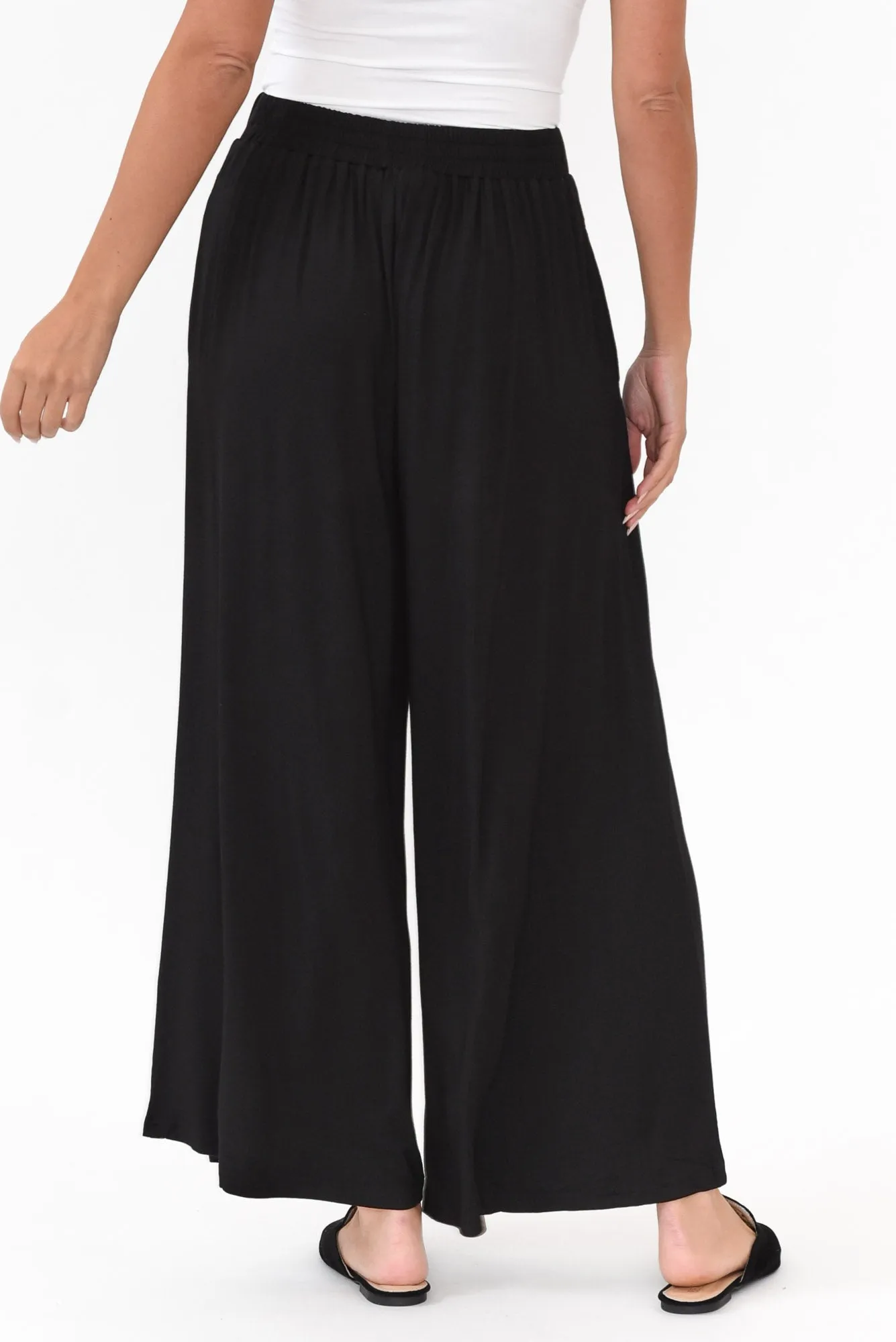 Lowen Black Modal Wide Leg Pants