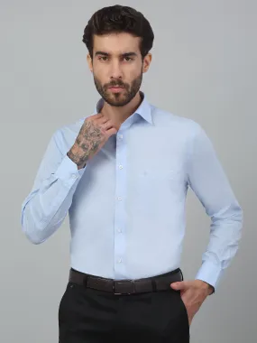 Men's Sky Blue Formal Plain Full Sleeve Shirt