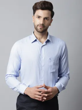 Men's Sky Blue Formal Self textured Full Sleeve Shirt