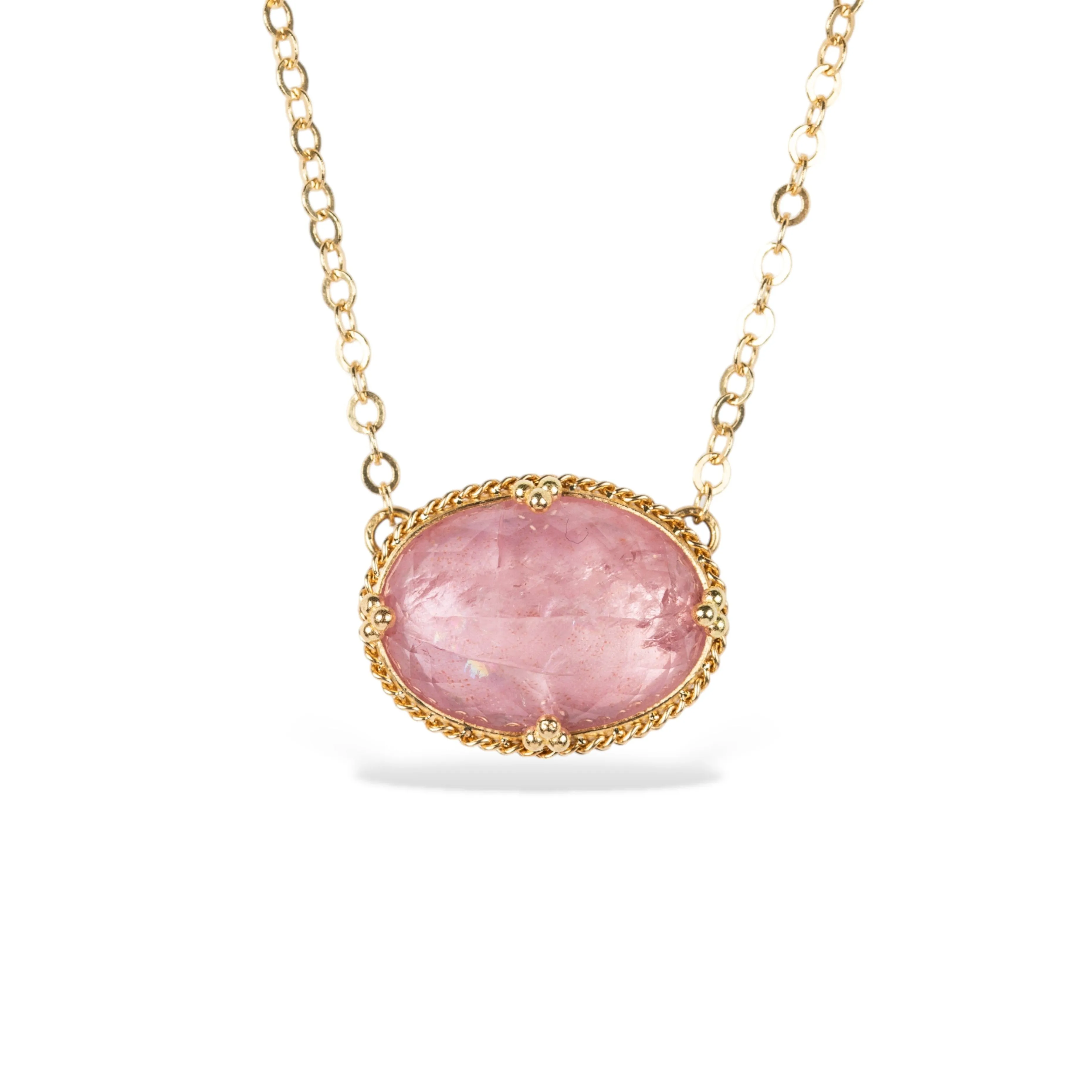 Morganite Landscape Oval Necklace