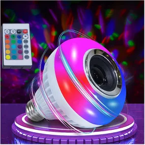 Music LED Light Bulb with Built-in Bluetooth Speaker, E26 Base, Wireless Smart Bulb, RGB Color Changing Remote Control for Party