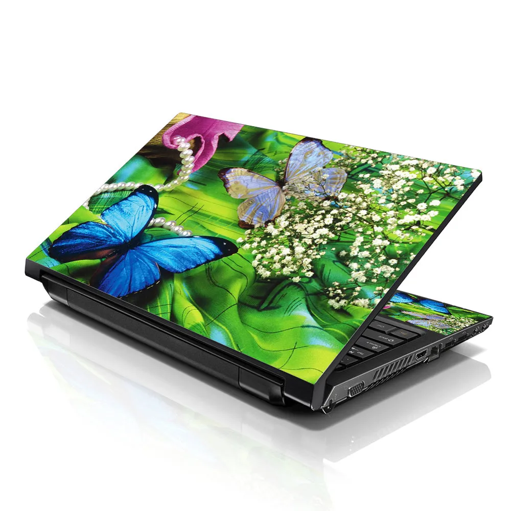 Notebook / Netbook Sleeve Carrying Case w/ Handle & Adjustable Shoulder Strap & Matching Skin & Mouse Pad – Butterfly Floral