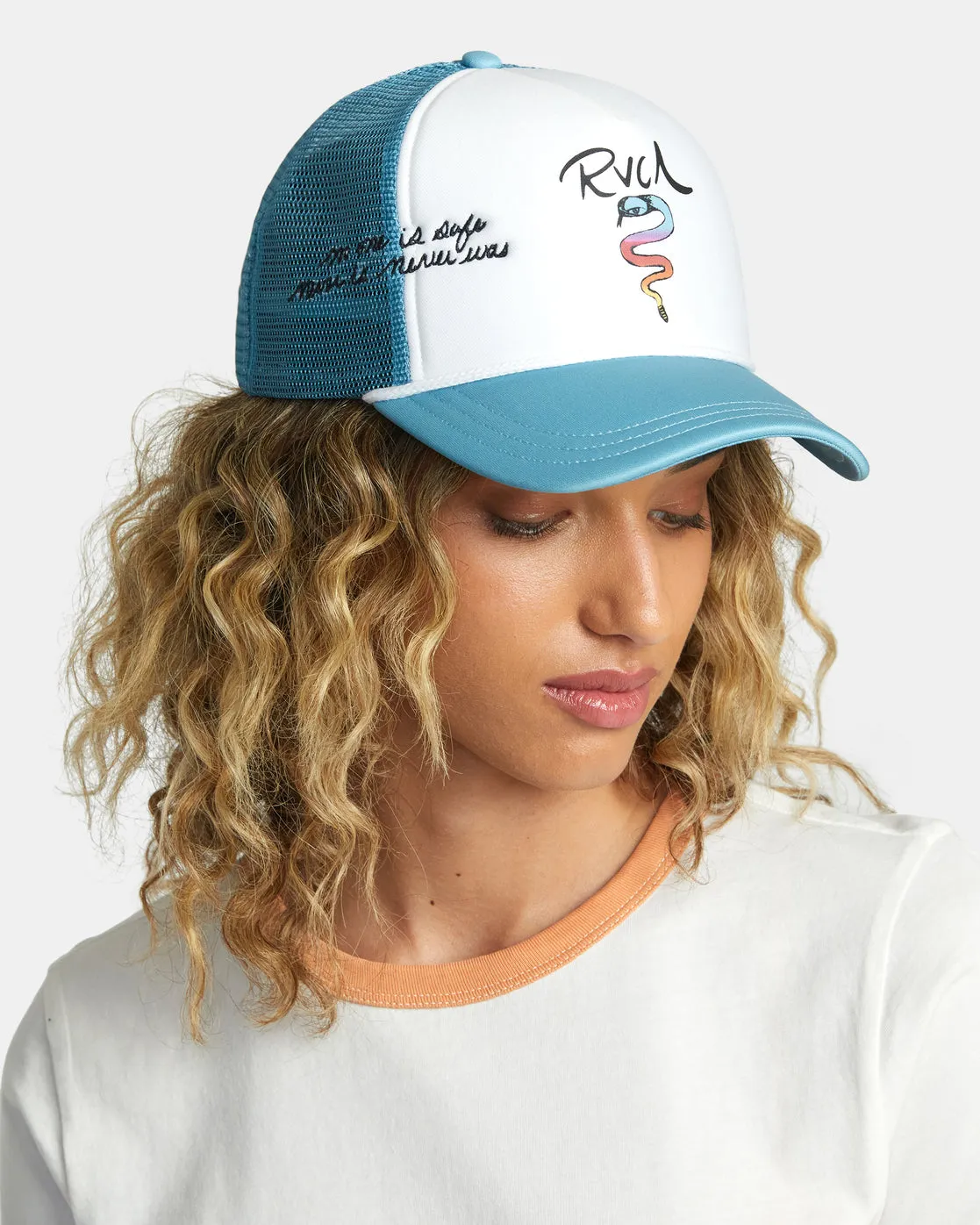 Rose Machado Snaked Foamy Trucker Hat - Moody Blue